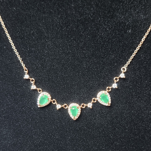 Bomb Party Jewelry - Necklace Rose Gold plated with Lab Created Emeralds  RBP4978